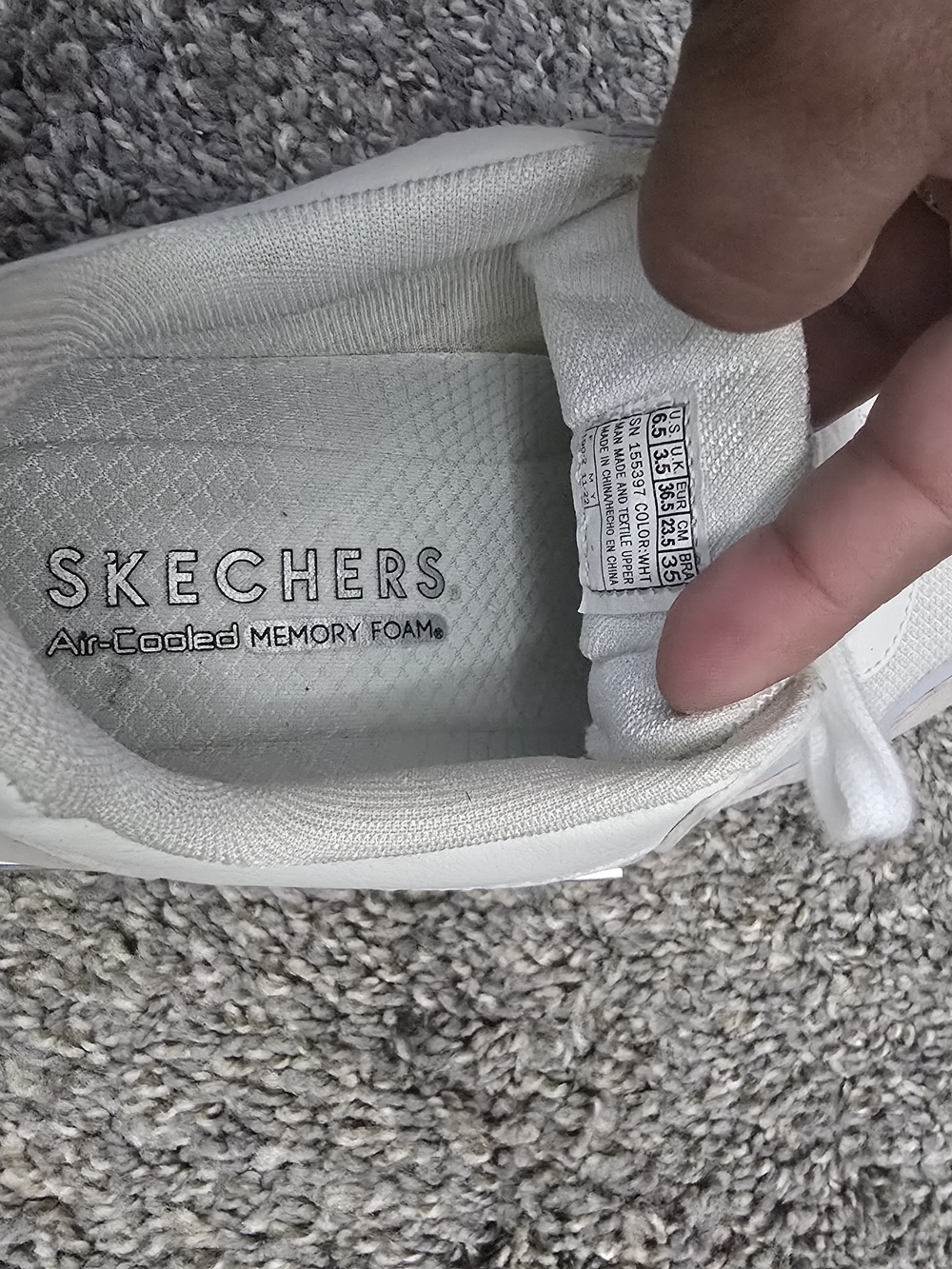 Skechers Women's White Mesh and Faux-Suede Sneakers - Picture 4 of 4